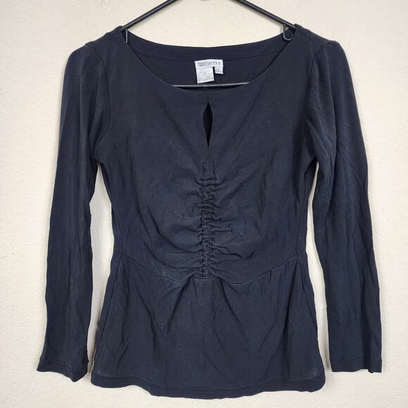 100% Silk Black Worth Ruched Top - Picture 4 of 5